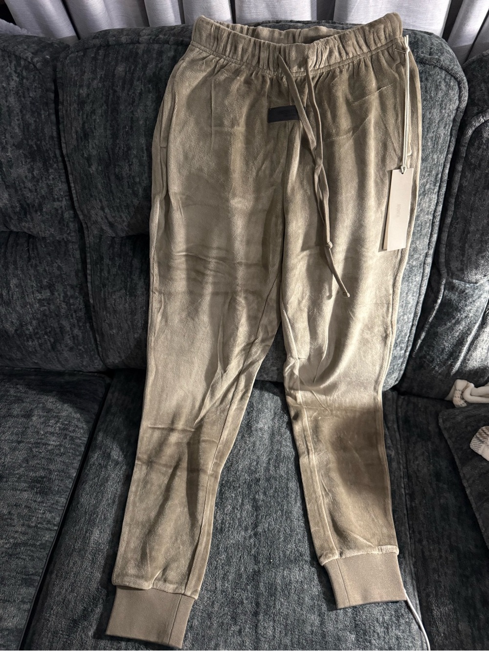 Fear of God ESSENTIALS XXS Velour Joggers in Wood